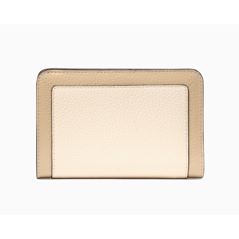 New Kate Spade Lena Colorblock Medium Compact Bifold Wallet Light Sand Multi - Picture 3 of 3